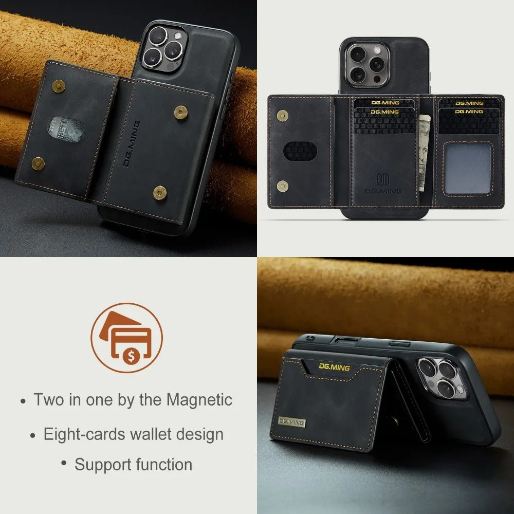 Luxury iPhone 2-in-1 Detachable Wallet Case — Magnetic PU Leather Cover with Card Holder, Slim Shockproof Design, Anti-Fingerprint and Non-Slip Protection