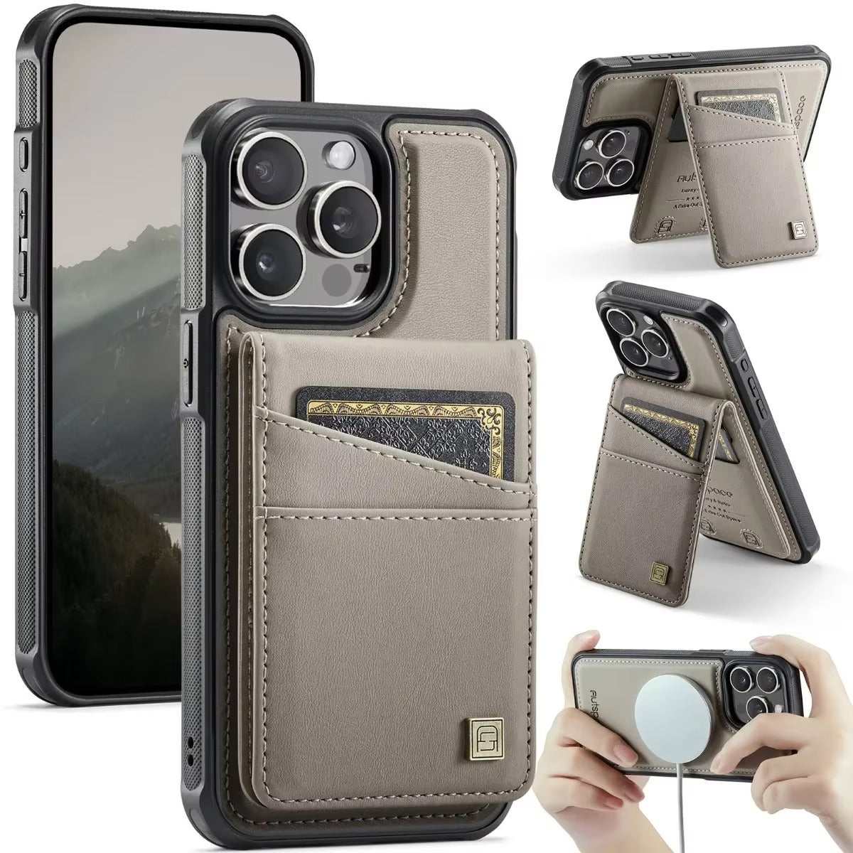 Luxury iPhone 2-in-1 Magnetic Wallet Case — Detachable Leather Cover with Card Holder, Wrist Strap, Shockproof Drop Protection, Full Access Design