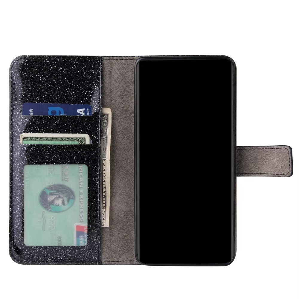 Luxury iPhone Bling Diamond Wallet Case — Flip Leather Cover with Rhinestone Lipstick Design, Card Slot Holder, Shockproof Protection, Stylish Sparkling Finish