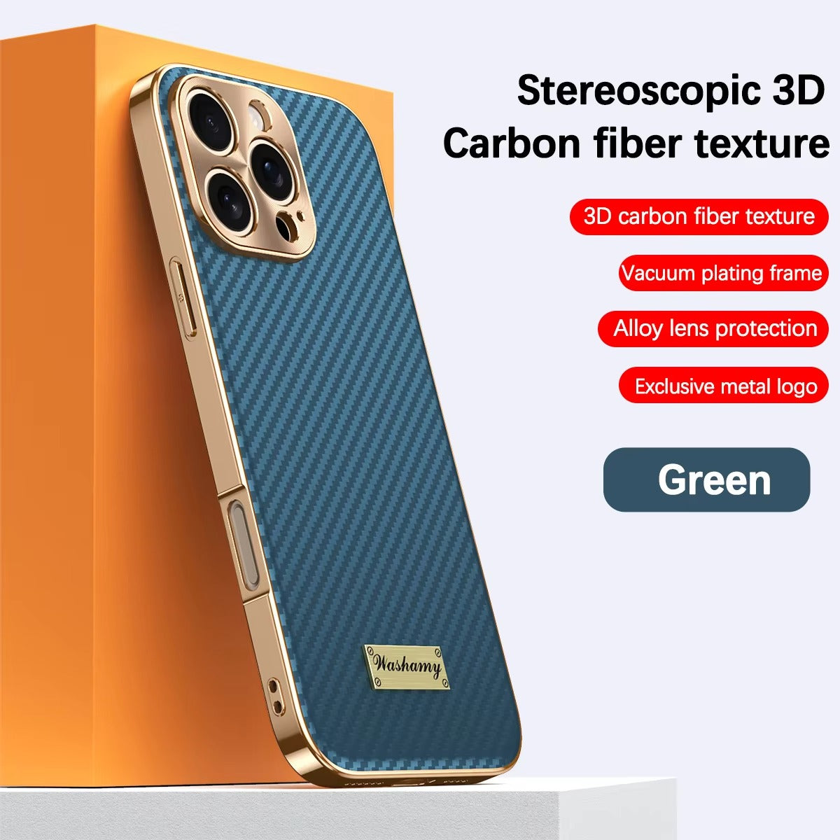 Luxury iPhone Case 3D Carbon Fiber Leather Cover — Plated Finish, Alloy Metal Lens Protection, Shockproof Non-Slip Design, Dustproof and Anti-Fingerprint