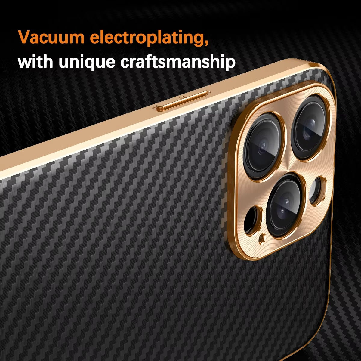 Luxury iPhone Case 3D Carbon Fiber Leather Cover — Plated Finish, Alloy Metal Lens Protection, Shockproof Non-Slip Design, Dustproof and Anti-Fingerprint