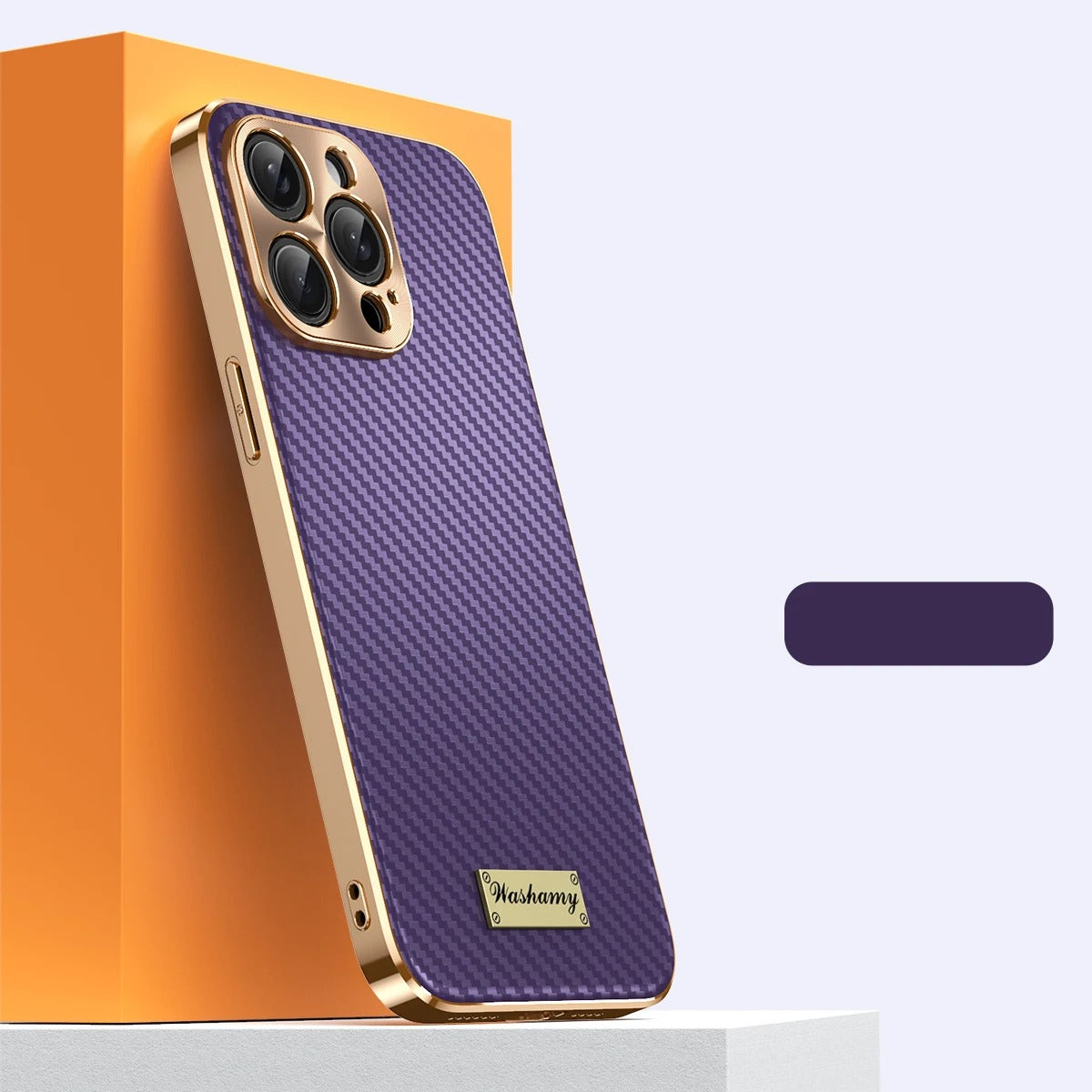 Luxury iPhone Case 3D Carbon Fiber Leather Cover — Plated Finish, Alloy Metal Lens Protection, Shockproof Non-Slip Design, Dustproof and Anti-Fingerprint