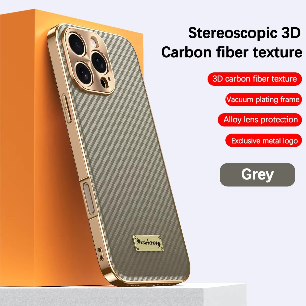 Luxury iPhone Case 3D Carbon Fiber Leather Cover — Plated Finish, Alloy Metal Lens Protection, Shockproof Non-Slip Design, Dustproof and Anti-Fingerprint