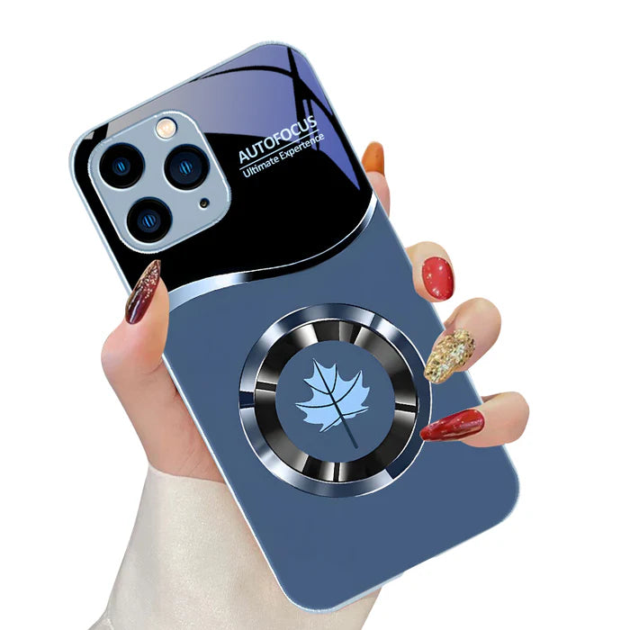 Luxury iPhone Case Circle Orchid Design — Tempered Glass Back Cover with TPU Frame, Slim Shockproof Protection, Anti-Fingerprint Scratch-Resistant Finish