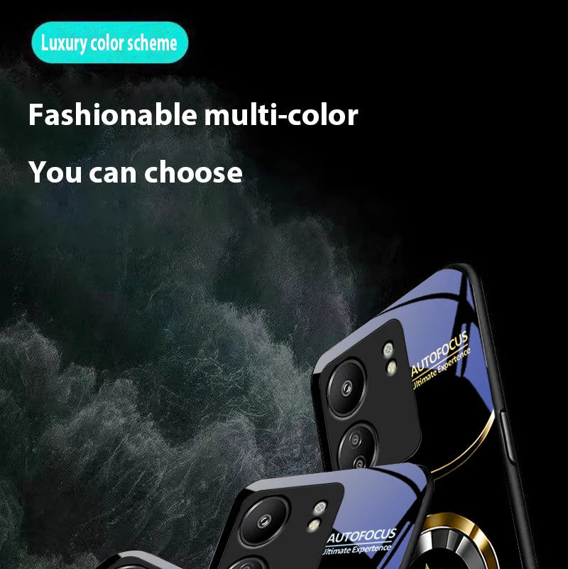 Luxury iPhone Case Circle Orchid Design — Tempered Glass Back Cover with TPU Frame, Slim Shockproof Protection, Anti-Fingerprint Scratch-Resistant Finish