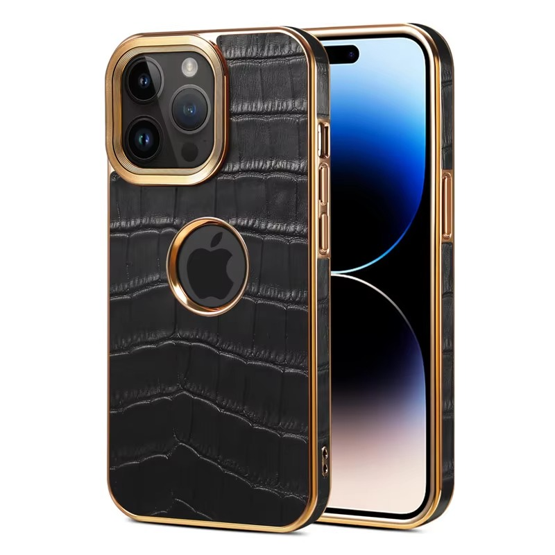 Luxury iPhone Case Crocodile Texture Leather Cover — Stylish Protective Back Shell, Slim Design with Anti-Fingerprint Scratch-Resistant Finish