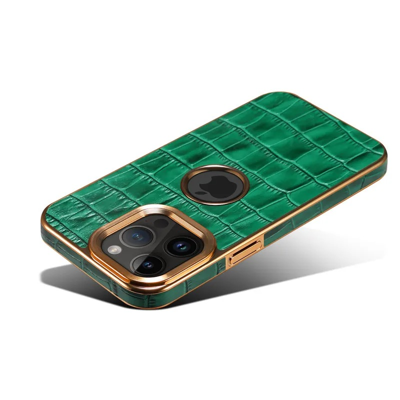 Luxury iPhone Case Crocodile Texture Leather Cover — Stylish Protective Back Shell, Slim Design with Anti-Fingerprint Scratch-Resistant Finish