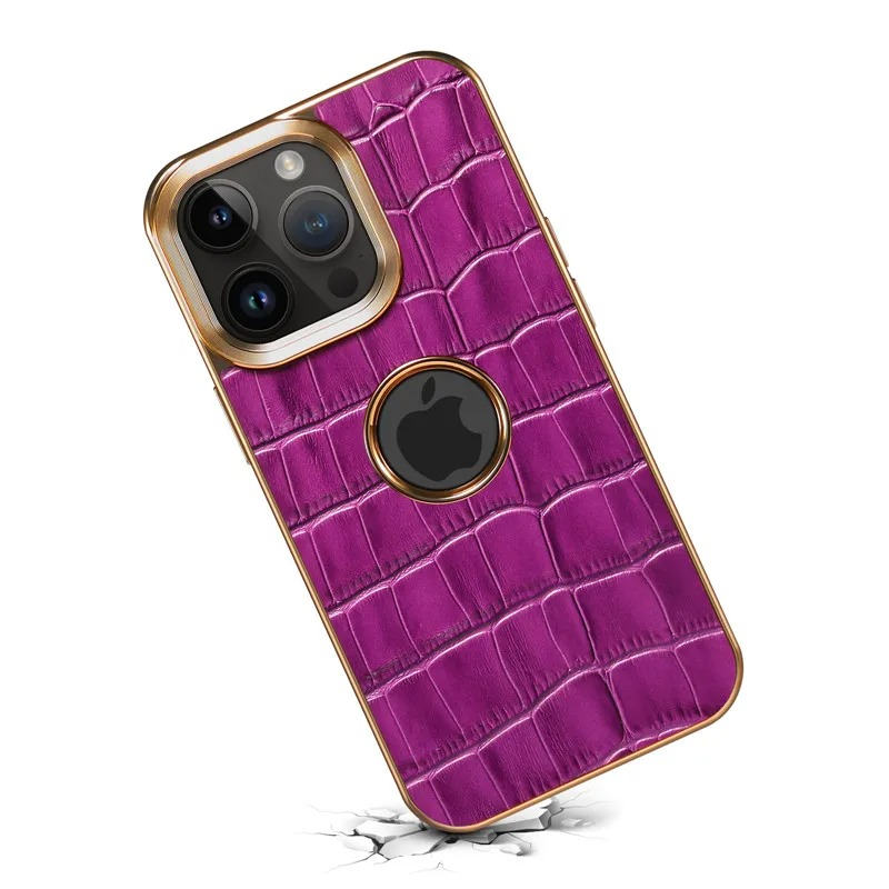Luxury iPhone Case Crocodile Texture Leather Cover — Stylish Protective Back Shell, Slim Design with Anti-Fingerprint Scratch-Resistant Finish