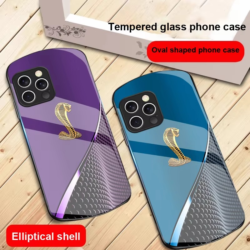 Luxury iPhone Case Gradient Golden Snake Design — Tempered Glass Back Cover with TPU Frame, Slim Shockproof Protection, Anti-Fingerprint Scratch-Resistant Finish