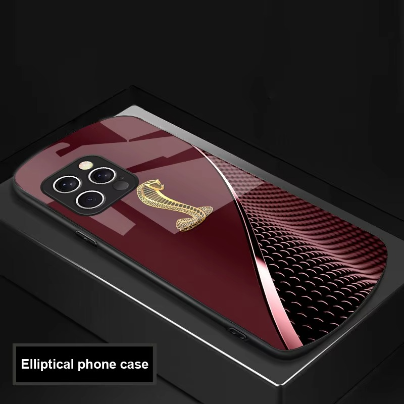 Luxury iPhone Case Gradient Golden Snake Design — Tempered Glass Back Cover with TPU Frame, Slim Shockproof Protection, Anti-Fingerprint Scratch-Resistant Finish