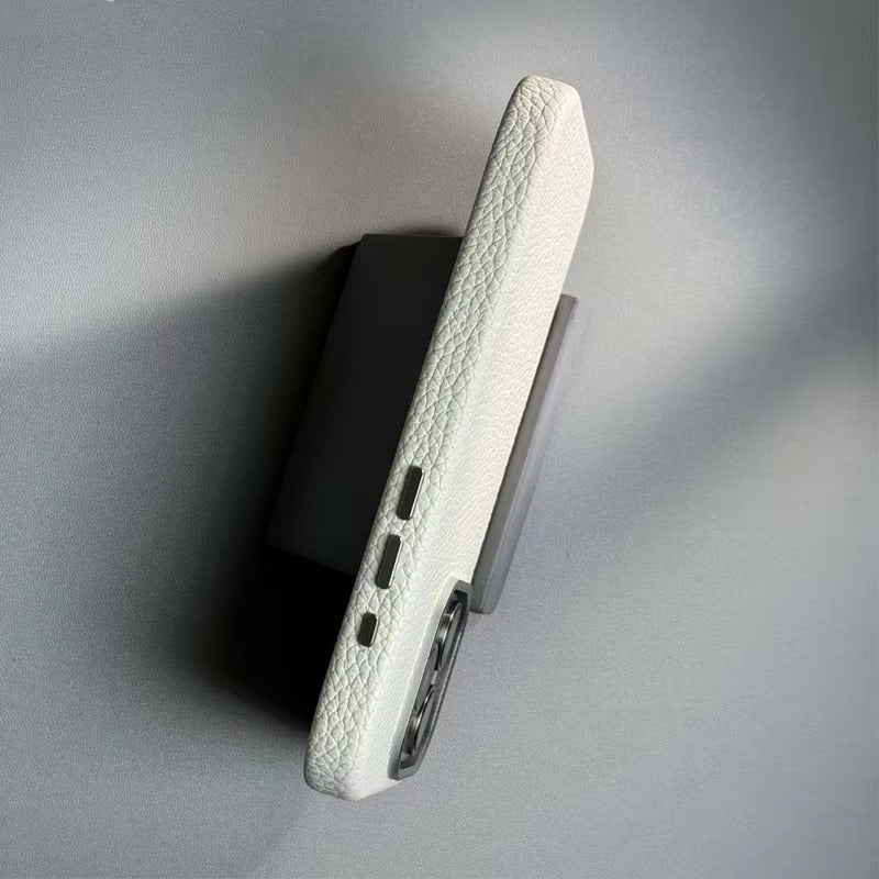 Luxury iPhone Case MagSafe Compatible Leather Cover — Magnetic Wireless Charging, Alloy Lens Protection, Hard Back Design, Anti-Fingerprint Scratch-Resistant