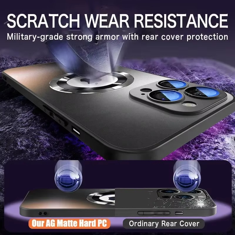 Luxury iPhone Case MagSafe Compatible Matte Cover — Magnetic Shockproof Design with Camera Protection, Wireless Charging Support, Slim Anti-Fingerprint Finish