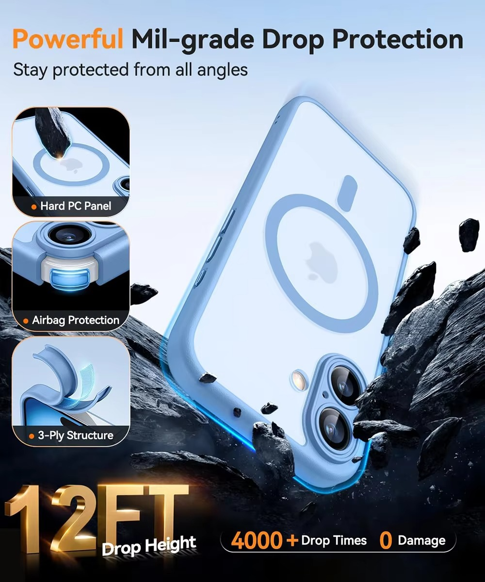 Luxury iPhone Case MagSafe Compatible Matte Translucent Armor Cover — Magnetic Shockproof Dual Layer Design, Wireless Charging, Anti-Fingerprint Scratch-Resistant Finish