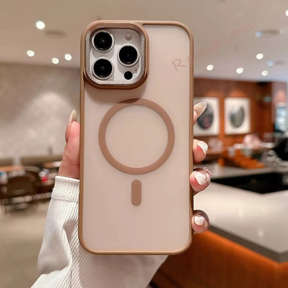 Luxury iPhone Case MagSafe Compatible Shockproof Cover — Matte PC, Spiricle Camera Protection, Anti-Fingerprint, Anti-Scratch, Dustproof, Transparent