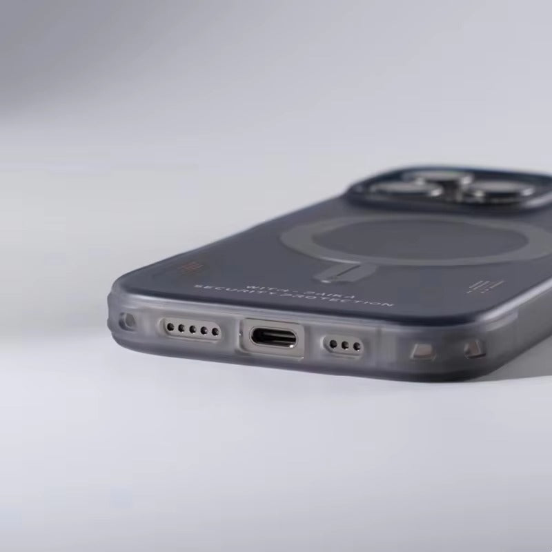 Luxury iPhone Case MagSafe Compatible Shockproof Protection — Skin-Touch Matte Hard PC Armor Cover, Anti-Fingerprint Translucent Design, Wireless Charging Support