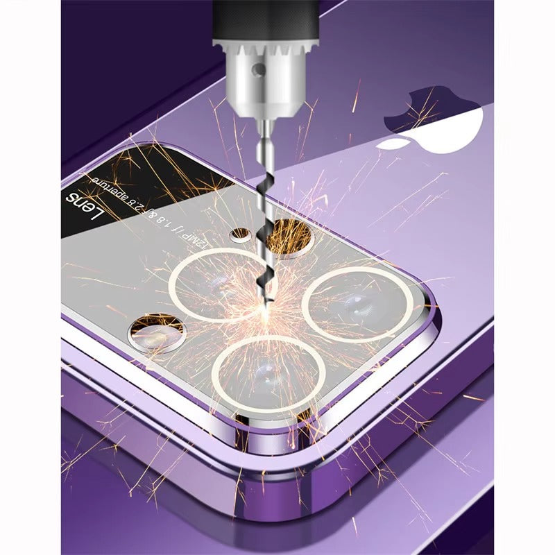 Luxury iPhone Case Tempered Glass Camera Protection — Transparent Acrylic Hard Cover, Plated Edges, Slim Shockproof Design, Scratch-Resistant Clear Finish