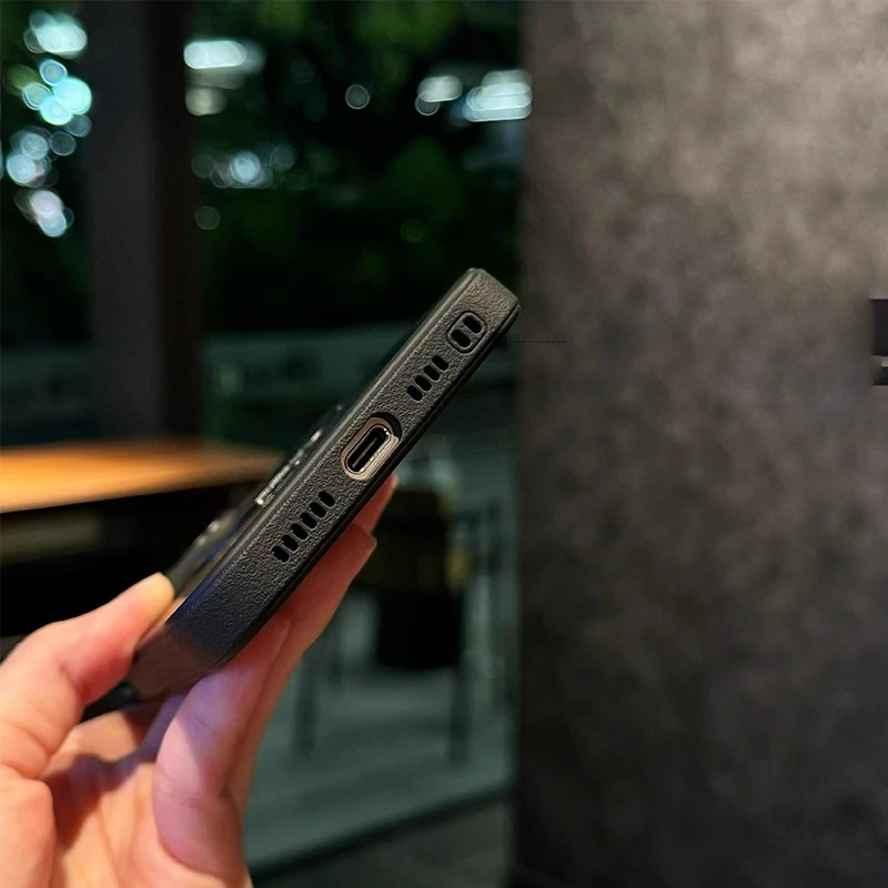 Luxury iPhone Case Titanium Gold Carbon Fiber Cover — MagSafe Compatible Magnetic Charging, Shockproof Hard Back with Ring Kickstand Holder, Anti-Fingerprint Design