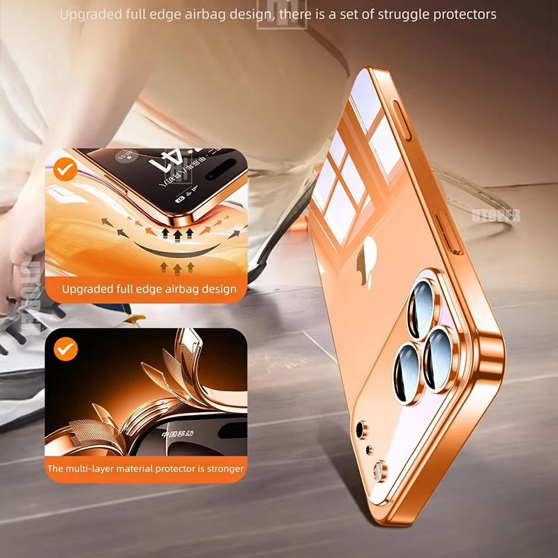Luxury iPhone Case Ultra-Thin Transparent TPU Plating Cover — Full Lens Protection, Soft HD Shockproof Design, Anti-Fingerprint Scratch-Resistant Non-Slip Finish