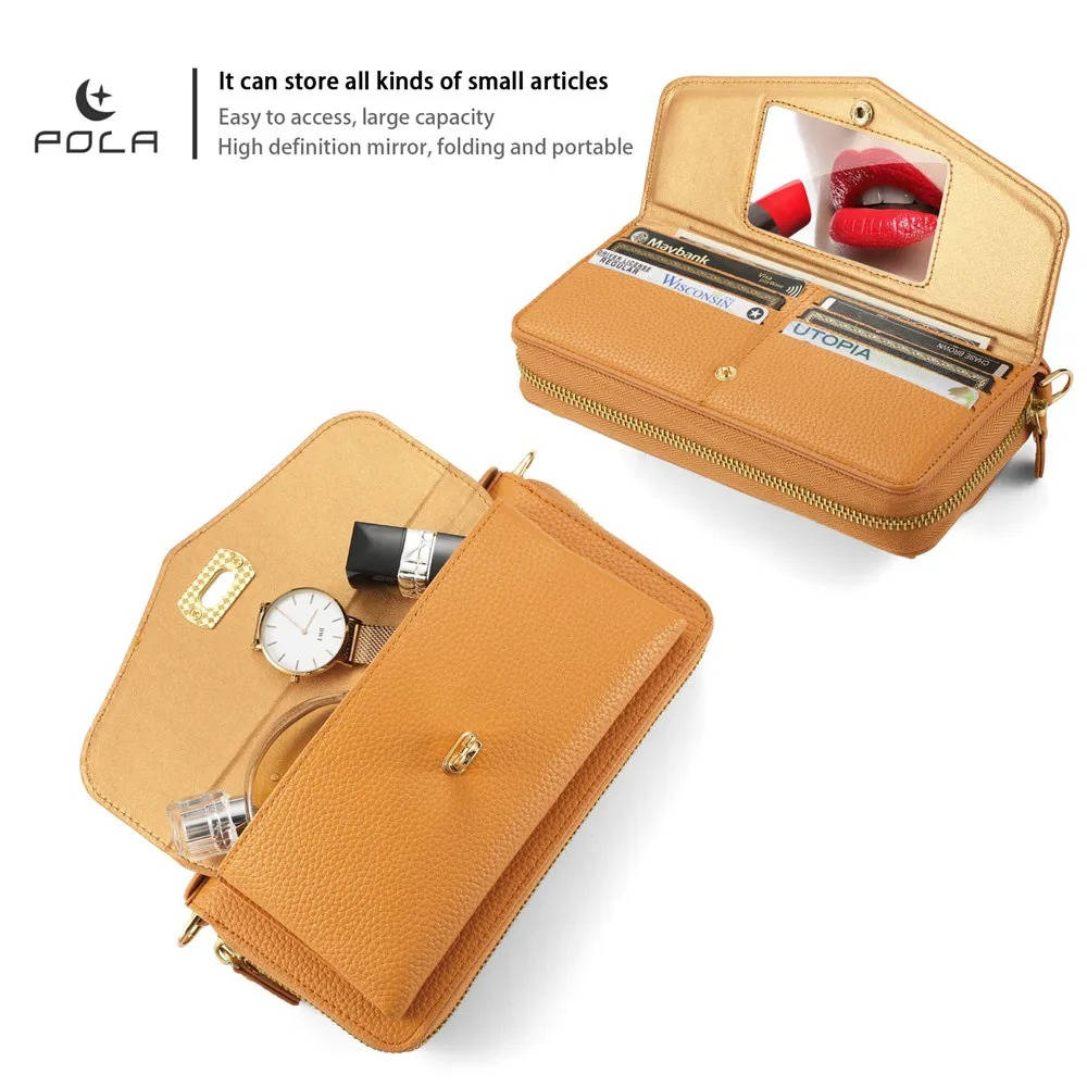 Luxury iPhone Case — 2-in-1 Detachable Leather Wallet Cover with Zipper Card Slot, Crossbody Lanyard, Magnetic Closure and Dual-Layer Protective Design