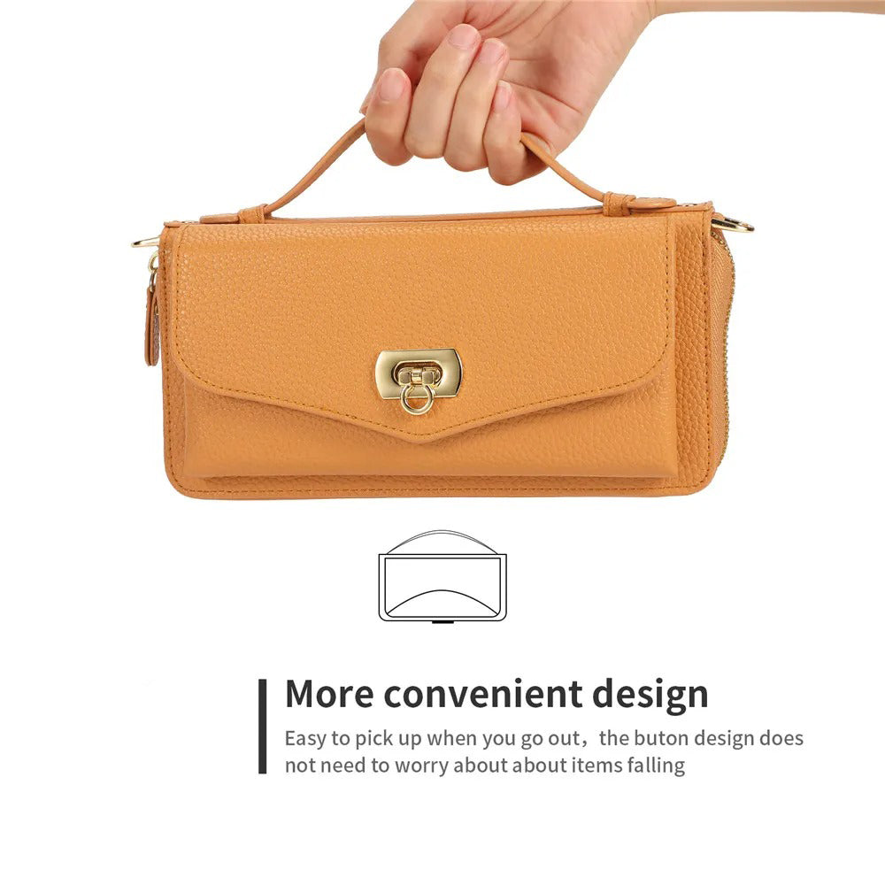 Luxury iPhone Case — 2-in-1 Detachable PU Leather Wallet Cover with Zipper Card Slot, Magnetic Closure, Crossbody Lanyard and Dual-Layer Protection