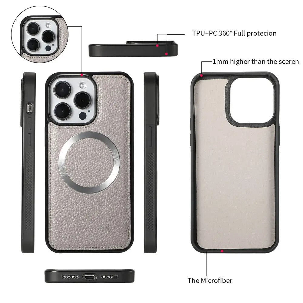 Luxury iPhone Case — 2-in-1 Detachable PU Leather Wallet Cover with Zipper Card Slot, Magnetic Closure, Crossbody Lanyard and Dual-Layer Protection