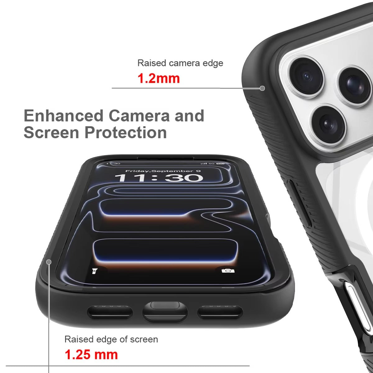 Luxury iPhone Case — 360° Full-Protection Magnetic Clear Cover with Built-In Screen Guard, Shockproof Anti-Fingerprint TPU+PC Design