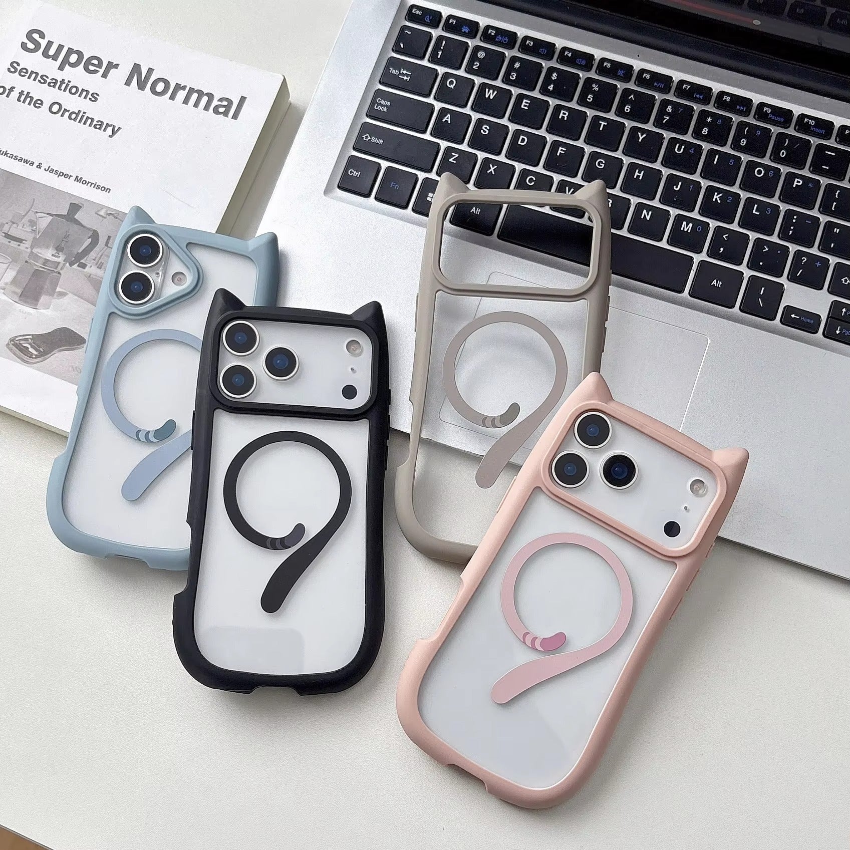 Luxury iPhone Case — 3D Cat Ear MagSafe TPU Cover with Shockproof Protection, Anti-Fingerprint Anti-Scratch Dustproof Non-Slip Transparent Design