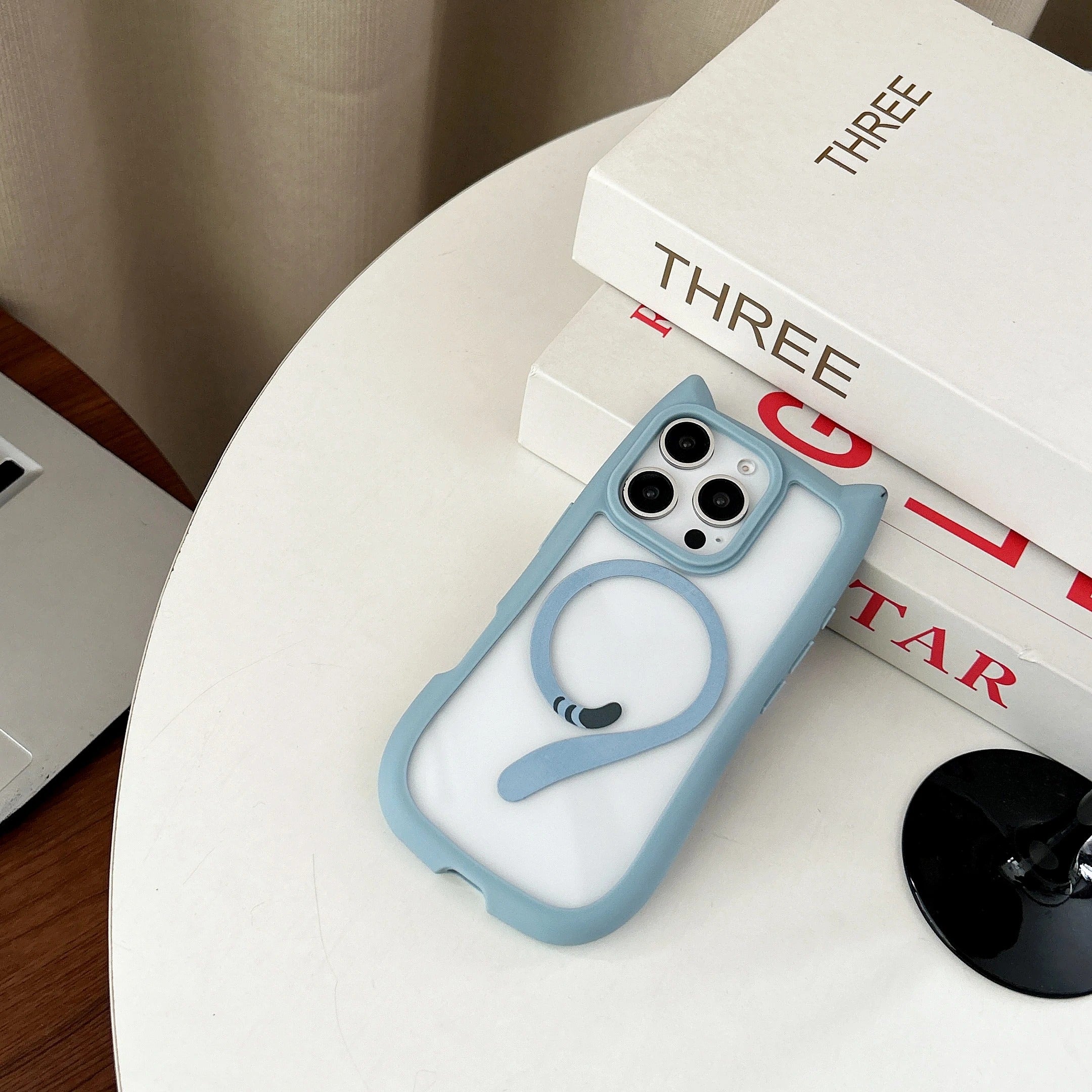 Luxury iPhone Case — 3D Cat Ear MagSafe TPU Cover with Shockproof Protection, Anti-Fingerprint Anti-Scratch Dustproof Non-Slip Transparent Design