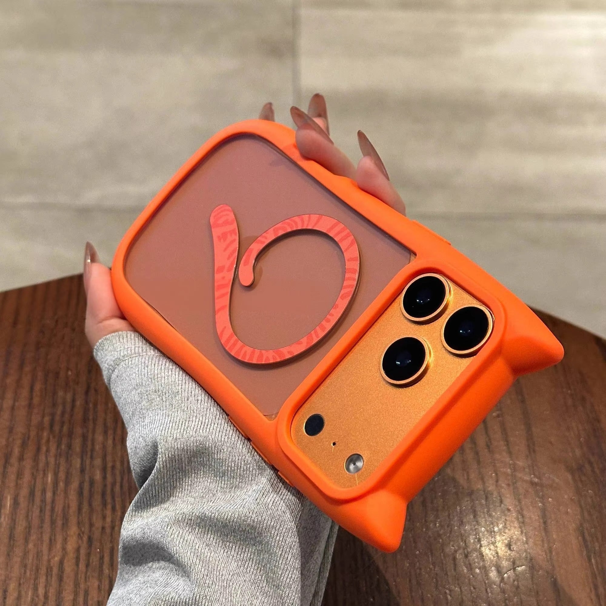 Luxury iPhone Case — 3D Cat Ear MagSafe TPU Cover with Shockproof Protection, Anti-Fingerprint Anti-Scratch Dustproof Non-Slip Transparent Design