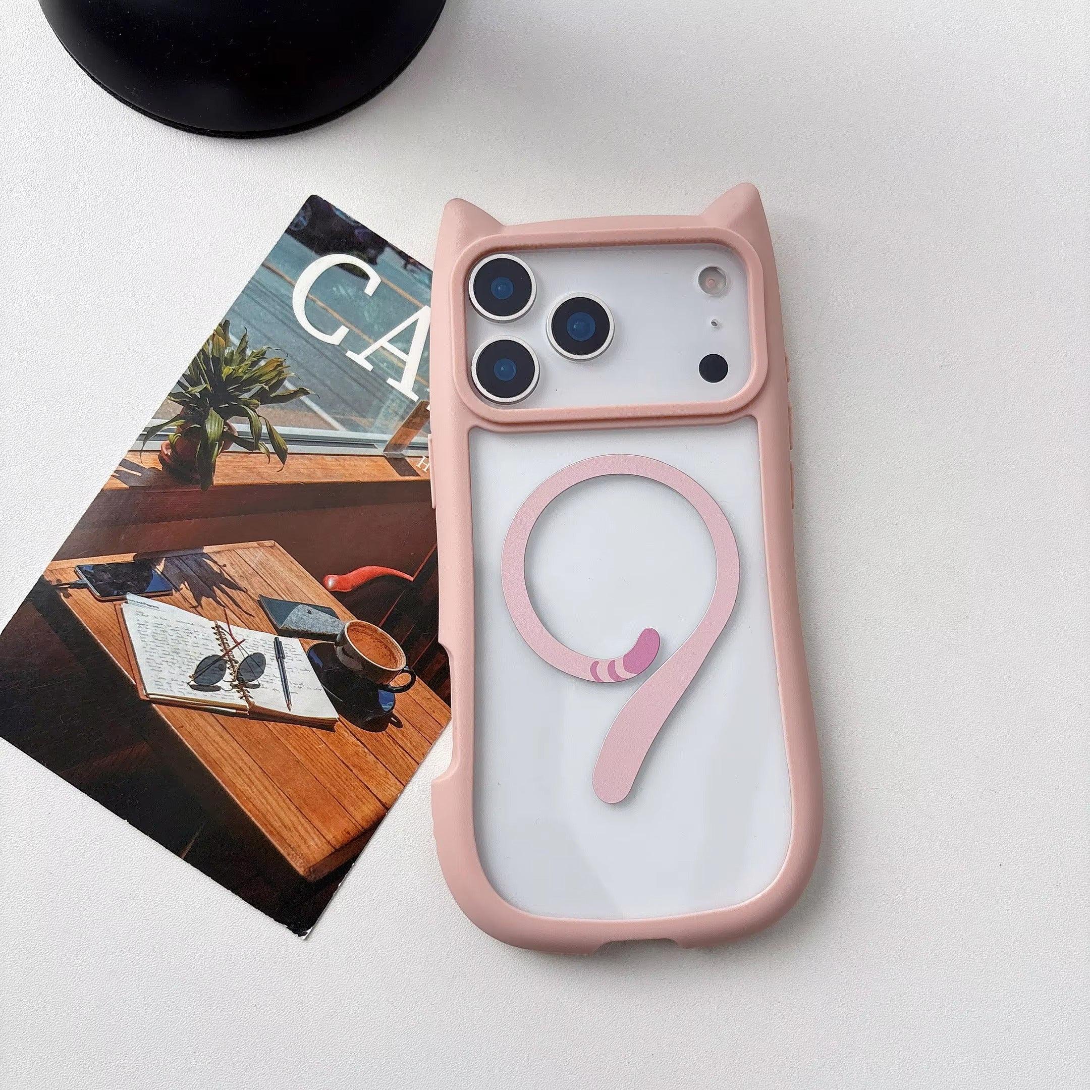 Luxury iPhone Case — 3D Cat Ear MagSafe TPU Cover with Shockproof Protection, Anti-Fingerprint Anti-Scratch Dustproof Non-Slip Transparent Design