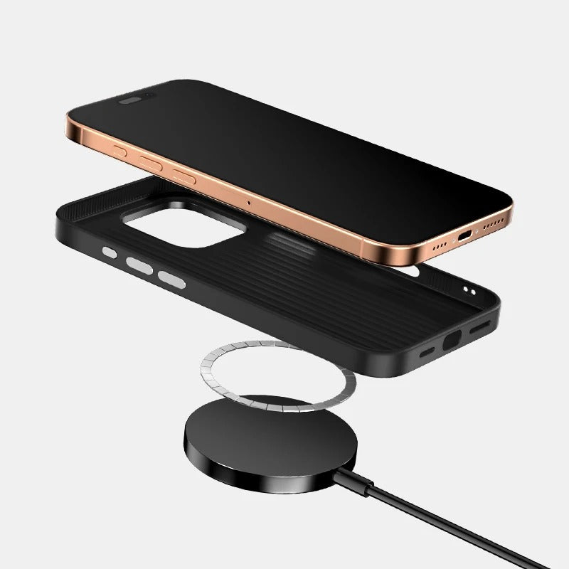 Luxury iPhone Case — 3D Embossed Invisible Magnetic Cover with Skin-Feel Frosted Back, Shockproof Dual-Layer Protection & Ultra-Slim Matte Full-Coverage Design