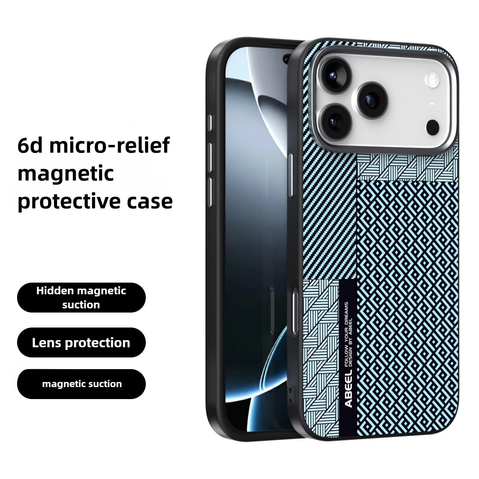 Luxury iPhone Case — 3D Embossed Invisible Magnetic Cover with Skin-Feel Frosted Back, Shockproof Dual-Layer Protection & Ultra-Slim Matte Full-Coverage Design