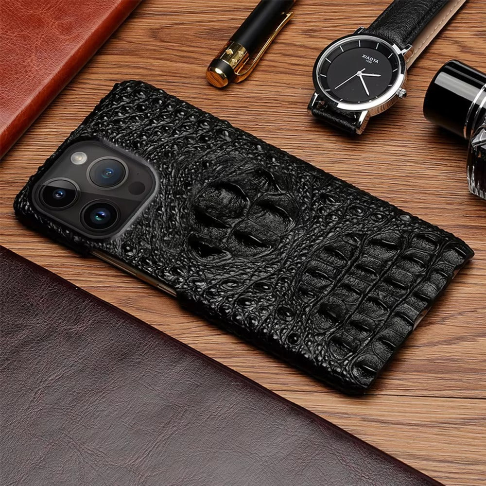 Luxury iPhone Case — 3D Leather Head Design Handmade Back Cover with Premium Protective PC Interior & Stylish Artistic Full-Back Finish