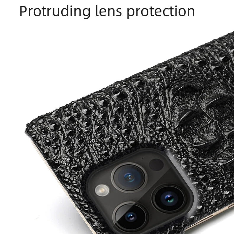 Luxury iPhone Case — 3D Leather Head Design Handmade Back Cover with Premium Protective PC Interior & Stylish Artistic Full-Back Finish