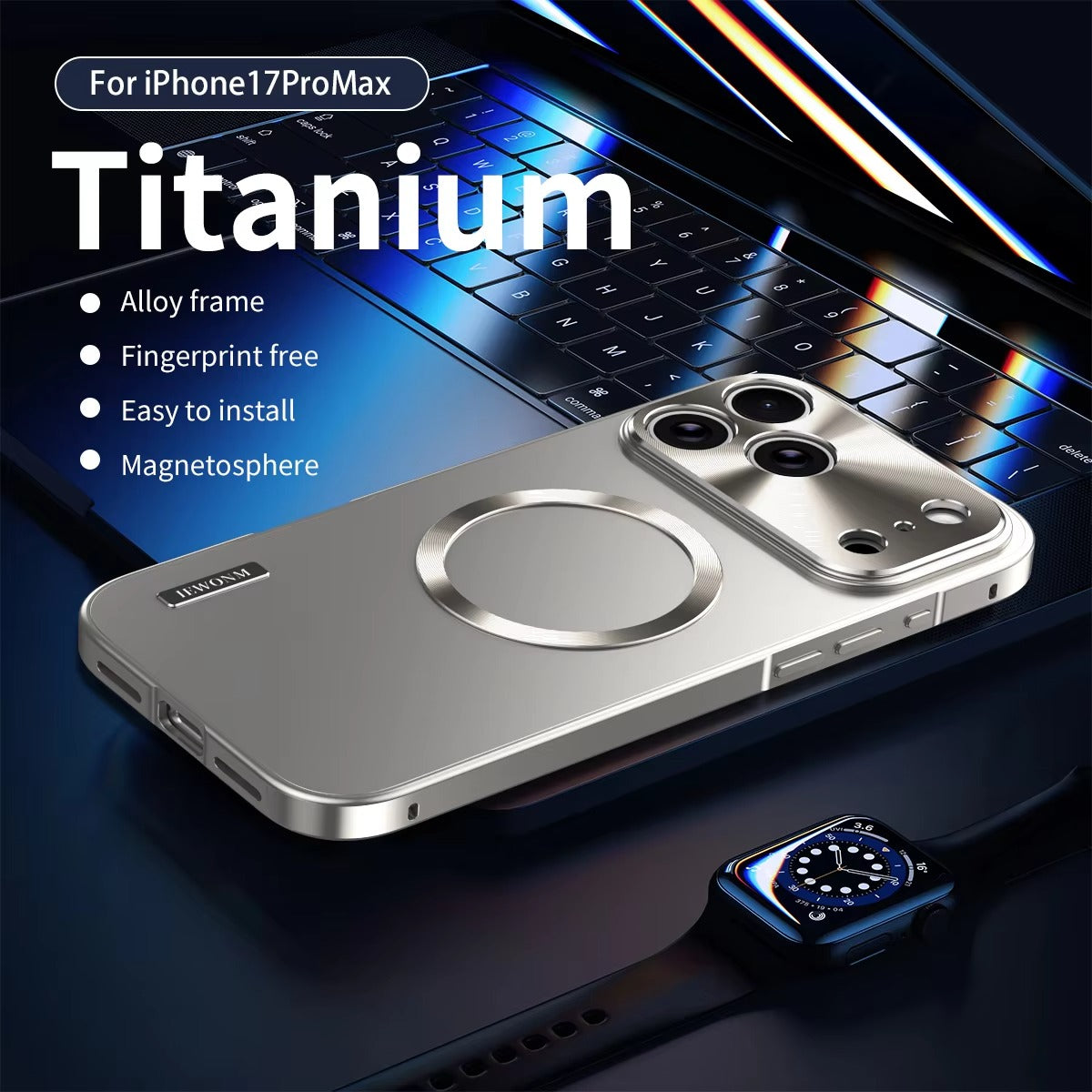 Luxury iPhone Case — All-Aluminum Magnetic Frame with Frosted PC Backplate, Ultra-Thin Shock-Absorbing Protective Design