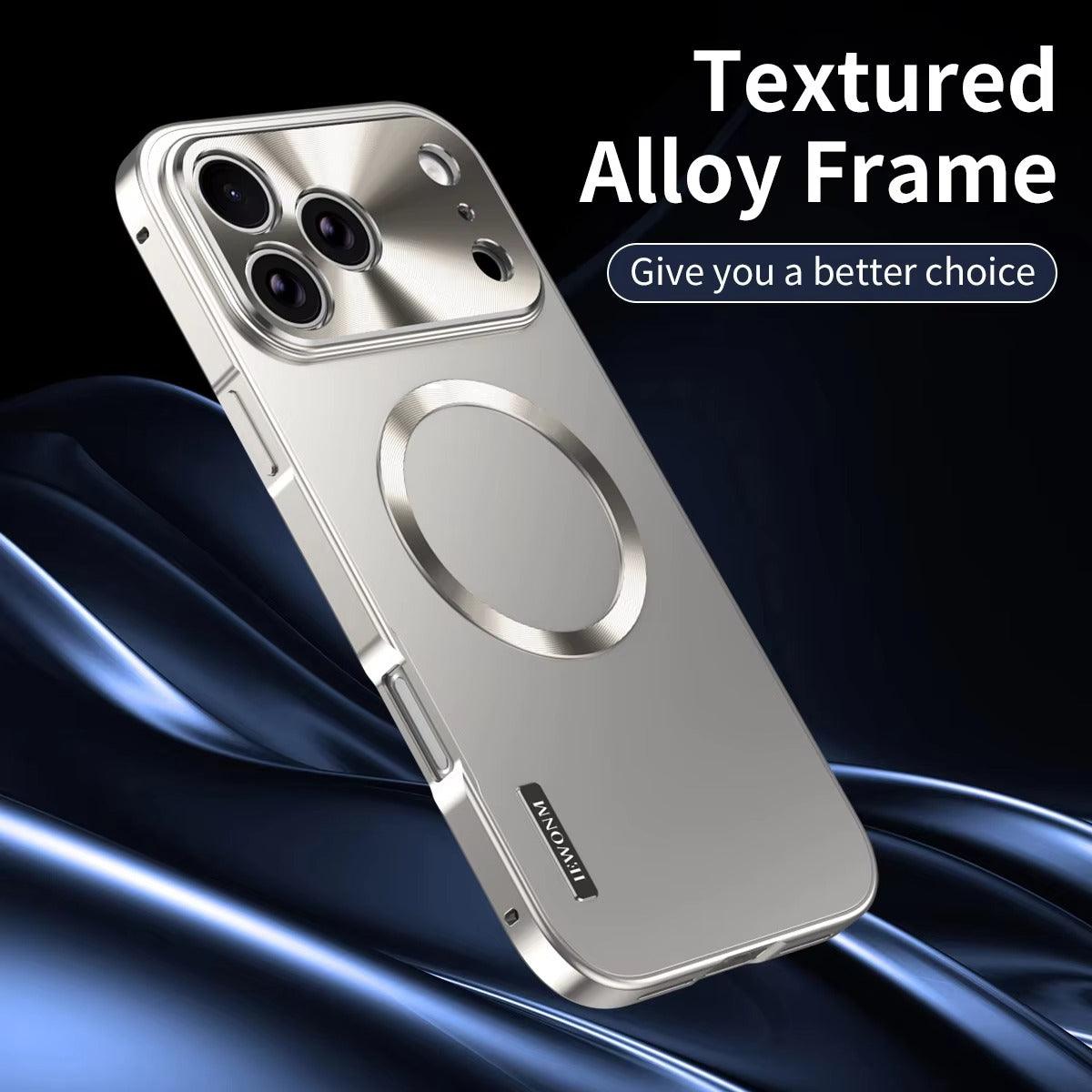 Luxury iPhone Case — All-Aluminum Magnetic Frame with Frosted PC Backplate, Ultra-Thin Shock-Absorbing Protective Design