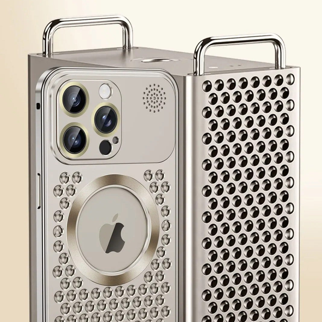 Luxury iPhone Case — Aluminum Alloy MagSafe Heat-Dissipation Cover with Removable Aromatherapy, Lens Film Protection, Anti-Fingerprint Waterproof Shockproof Design