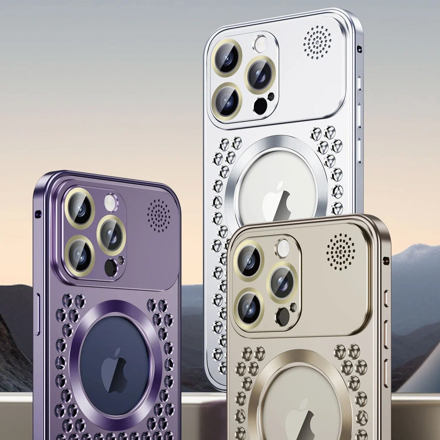 Luxury iPhone Case — Aluminum Alloy MagSafe Heat-Dissipation Cover with Removable Aromatherapy, Lens Film Protection, Anti-Fingerprint Waterproof Shockproof Design