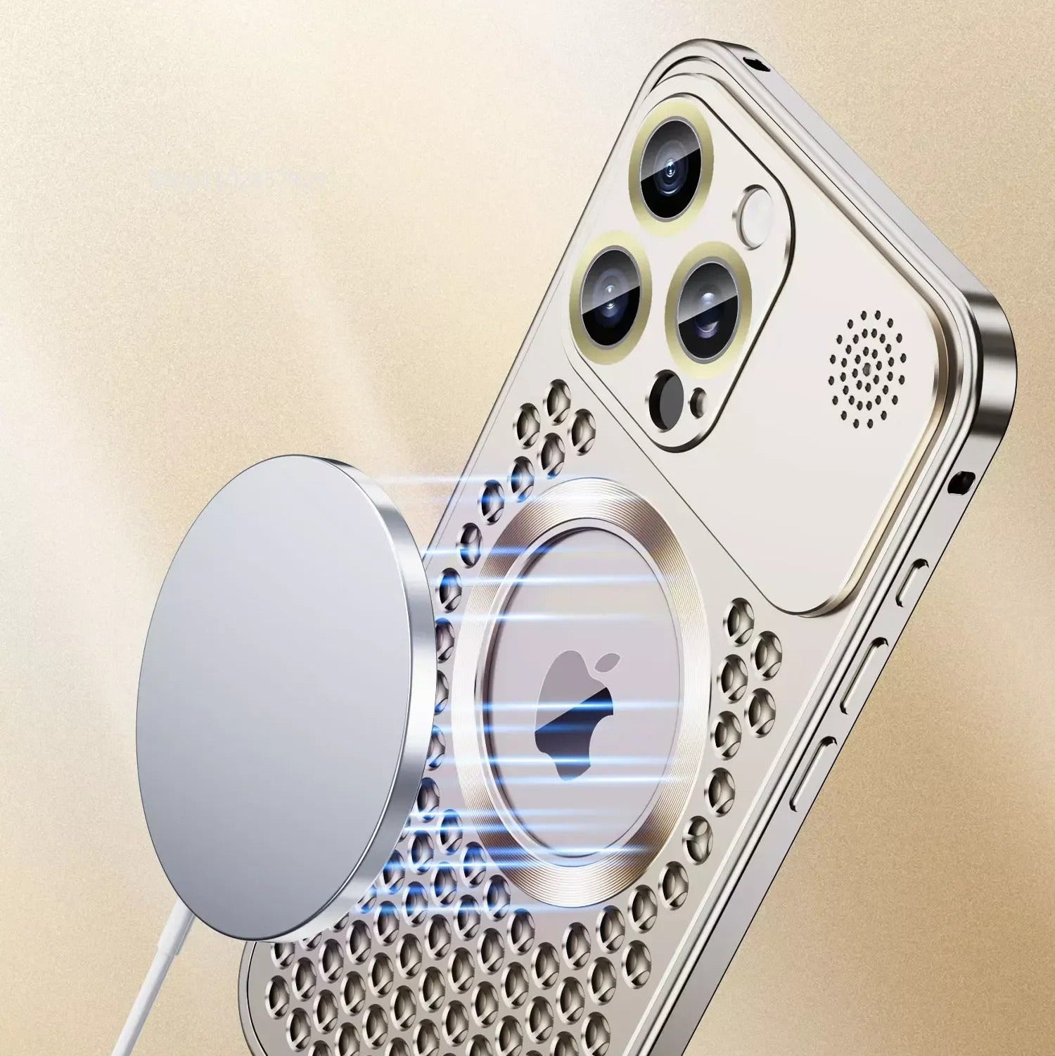 Luxury iPhone Case — Aluminum Alloy MagSafe Heat-Dissipation Cover with Removable Aromatherapy, Lens Film Protection, Anti-Fingerprint Waterproof Shockproof Design