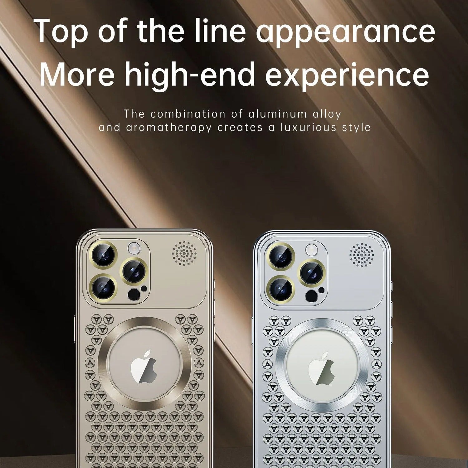 Luxury iPhone Case — Aluminum Alloy MagSafe Heat-Dissipation Cover with Removable Aromatherapy, Lens Film Protection, Anti-Fingerprint Waterproof Shockproof Design