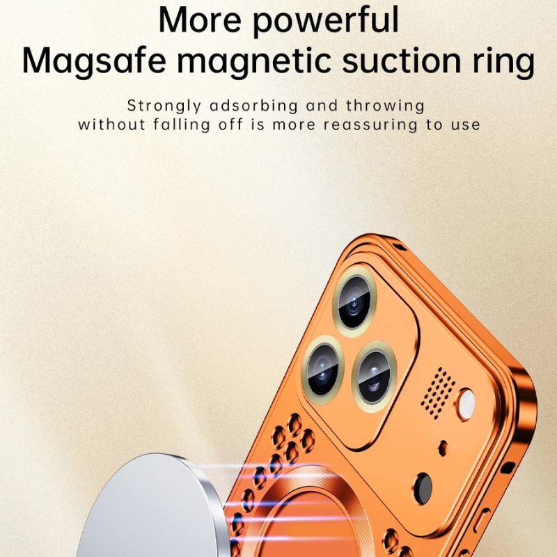 Luxury iPhone Case — Aluminum Alloy Magnetic Cover with Heat-Dissipation Metal Frame, Anti-Fall Protection and Camera Lens Guard