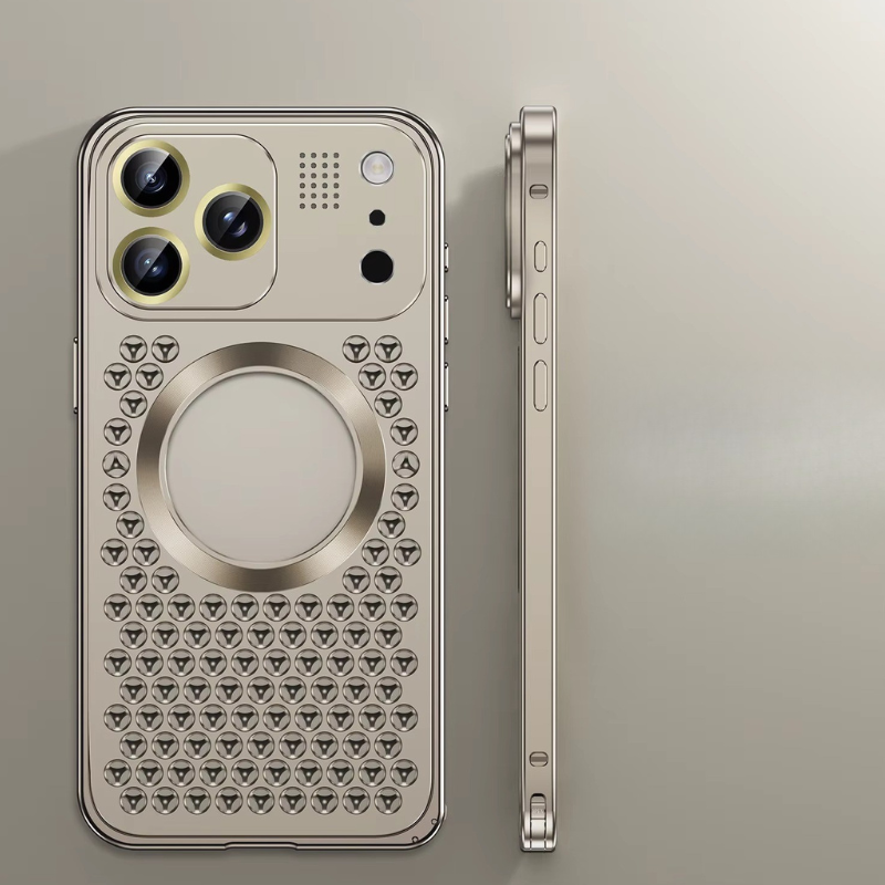 Luxury iPhone Case — Aluminum Alloy Magnetic Cover with Heat-Dissipation Metal Frame, Anti-Fall Protection and Camera Lens Guard