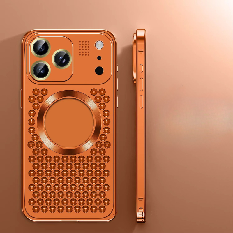 Luxury iPhone Case — Aluminum Alloy Magnetic Cover with Heat-Dissipation Metal Frame, Anti-Fall Protection and Camera Lens Guard