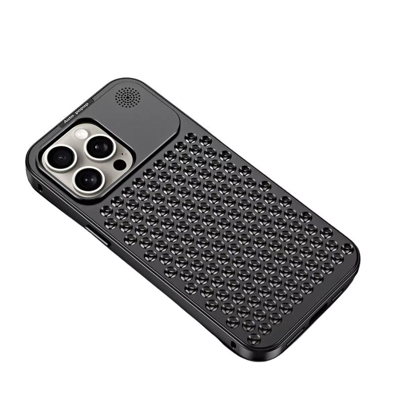 Luxury iPhone Case — Aluminum Aromatherapy Heat-Dissipation Cover with Auto-Popup Fragrance, Shockproof Metal Frame and Anti-Fingerprint Lightweight Design