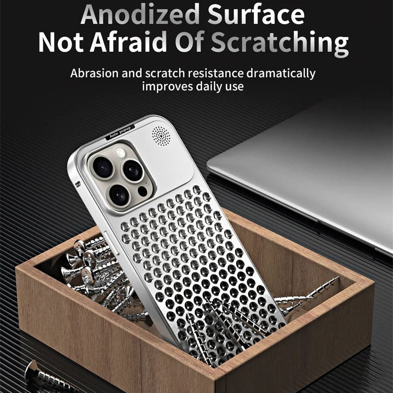 Luxury iPhone Case — Aluminum Aromatherapy Heat-Dissipation Cover with Auto-Popup Fragrance, Shockproof Metal Frame and Anti-Fingerprint Lightweight Design