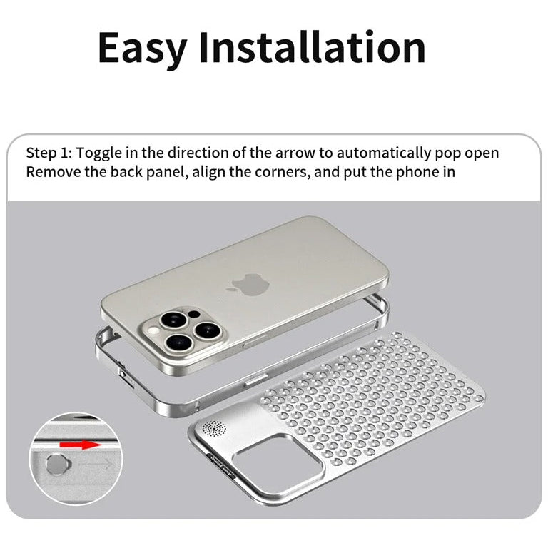 Luxury iPhone Case — Aluminum Aromatherapy Heat-Dissipation Cover with Auto-Popup Fragrance, Shockproof Metal Frame and Anti-Fingerprint Lightweight Design