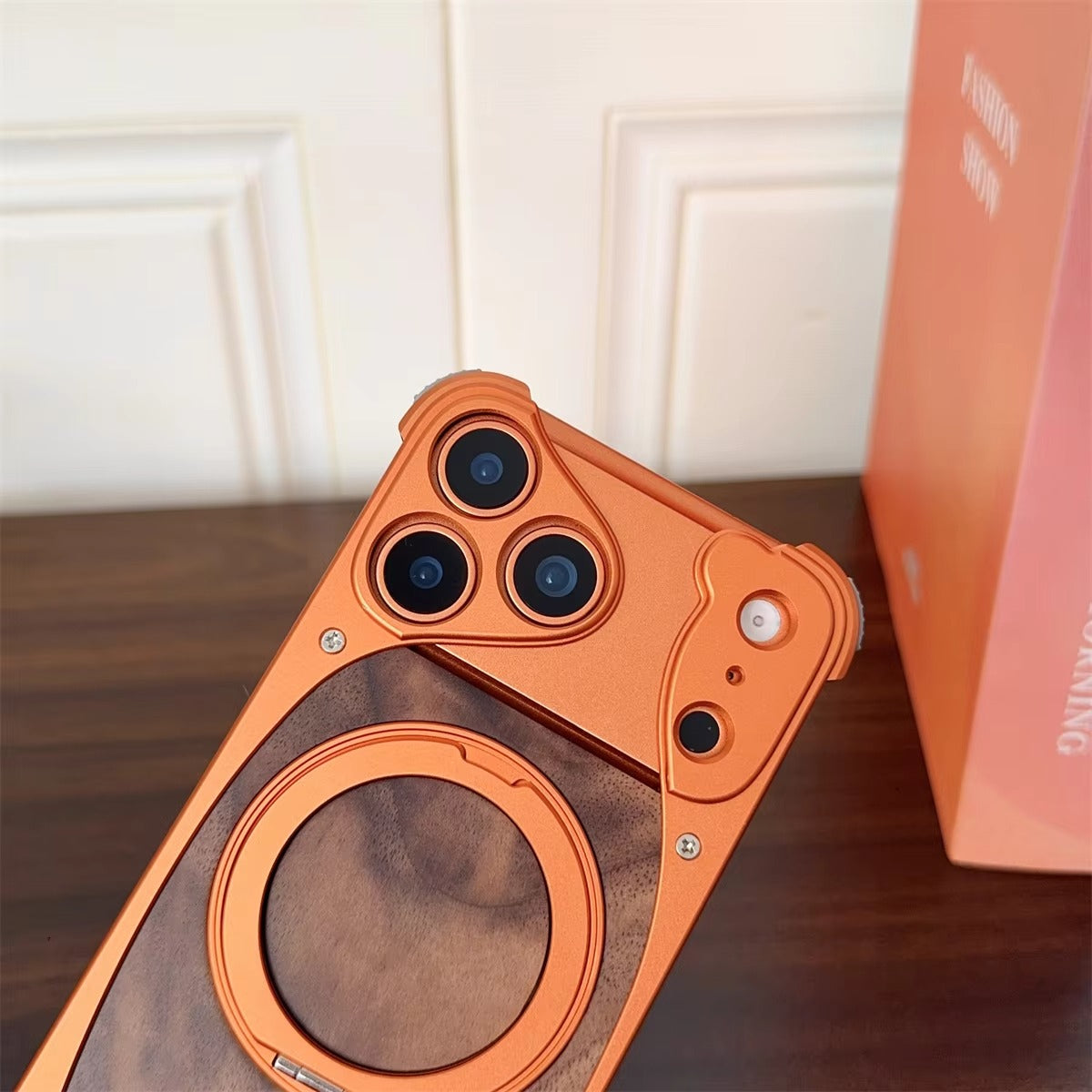 Luxury iPhone Case — Aluminum Metal Golden-Thread Magnetic Cover with Shockproof Bracket and Drop-Proof Durable Protection