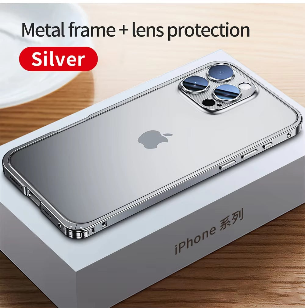 Luxury iPhone Case — Anti-Fingerprint, Anti-Scratch, Dustproof Tough Cover with Durable Aluminum Metal Frame and Anti-Drop Protection