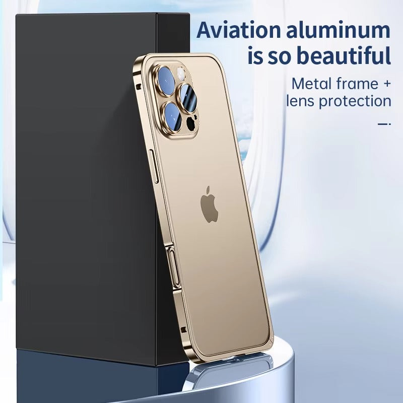 Luxury iPhone Case — Anti-Fingerprint, Anti-Scratch, Dustproof Tough Cover with Durable Aluminum Metal Frame and Anti-Drop Protection