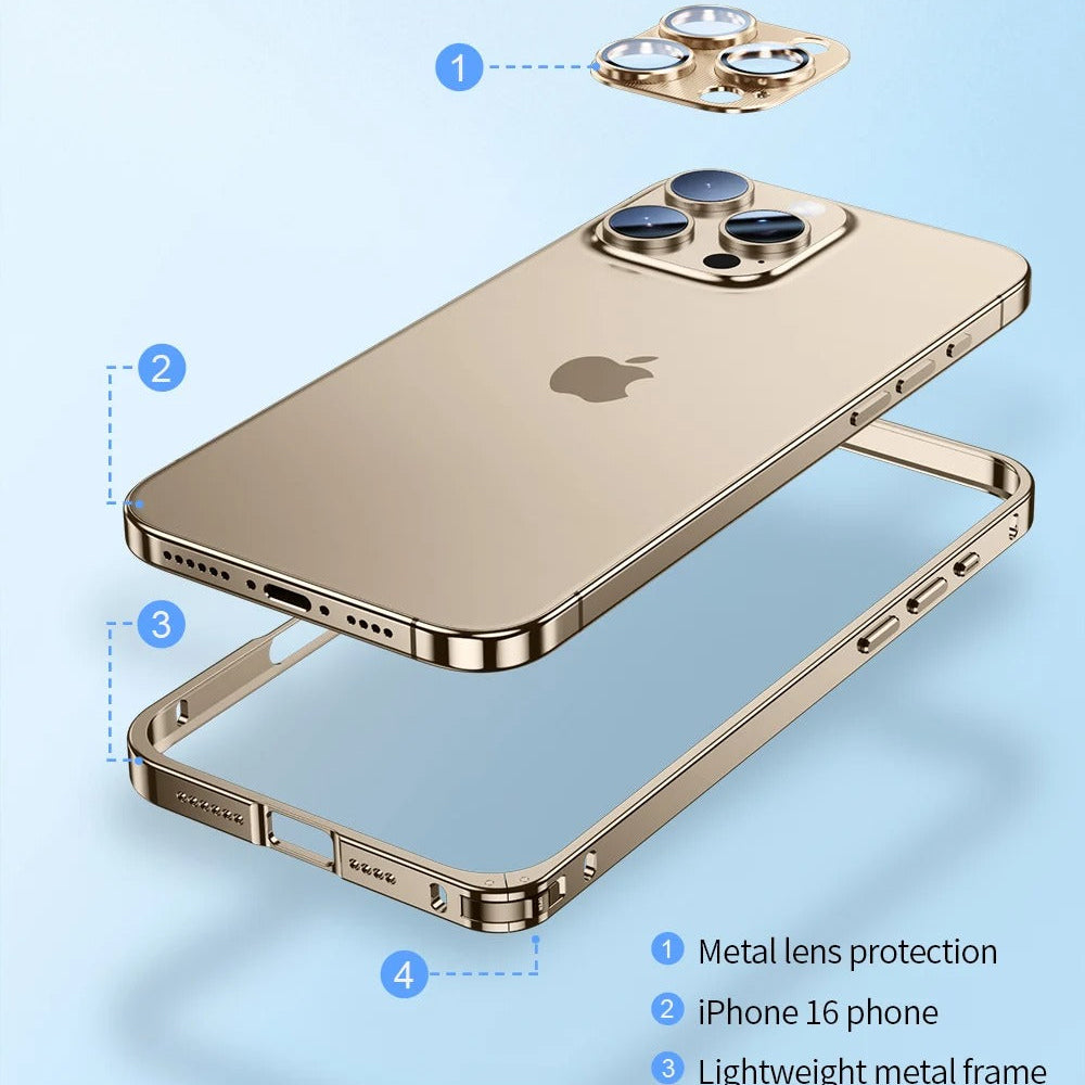 Luxury iPhone Case — Anti-Fingerprint, Anti-Scratch, Dustproof Tough Cover with Durable Aluminum Metal Frame and Anti-Drop Protection